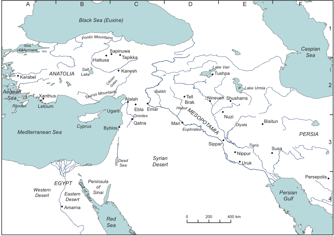 Город Персеполь на карте. East Mediterranean Map.